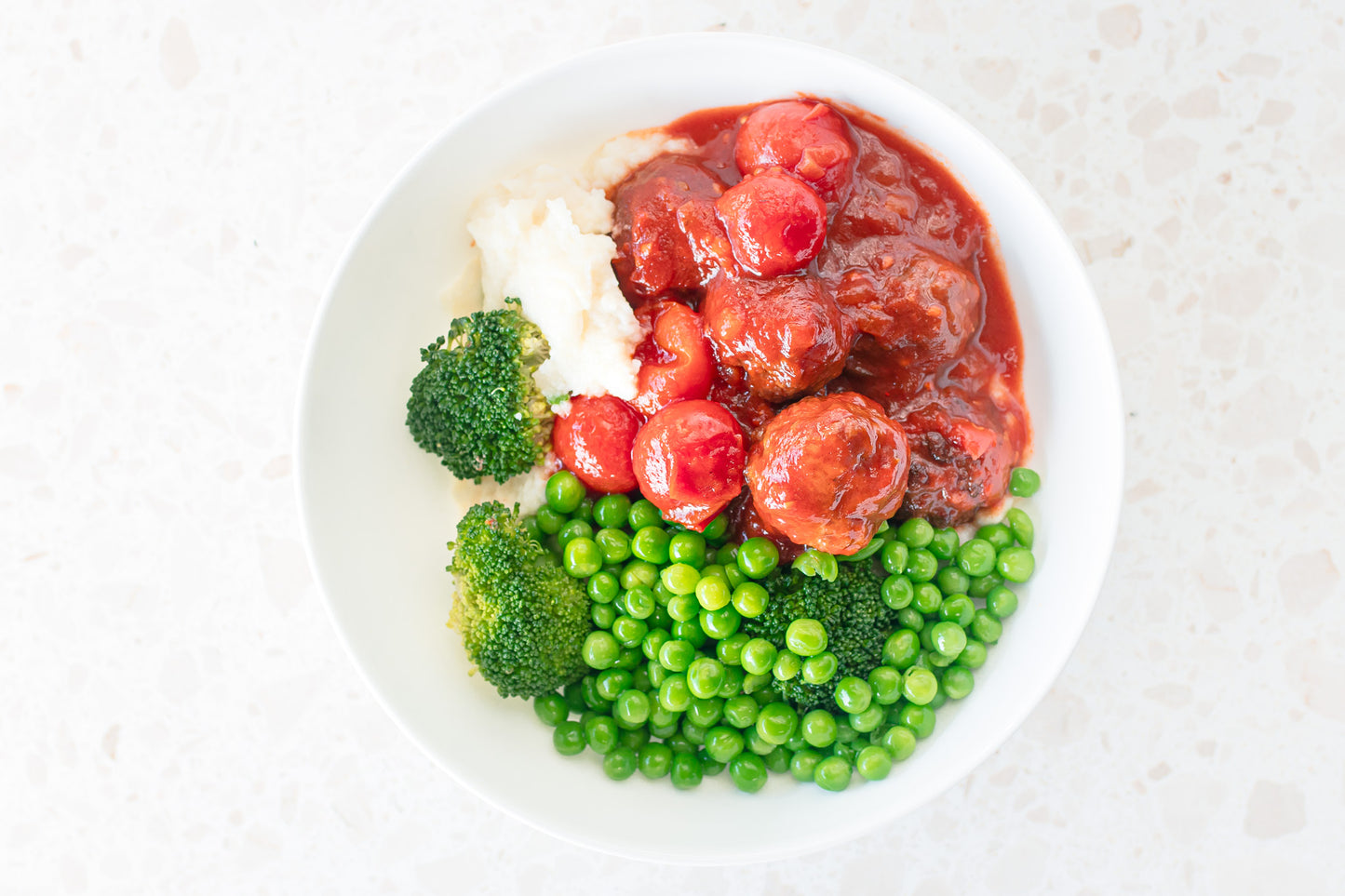 meatballs with mash steamed vegetables
