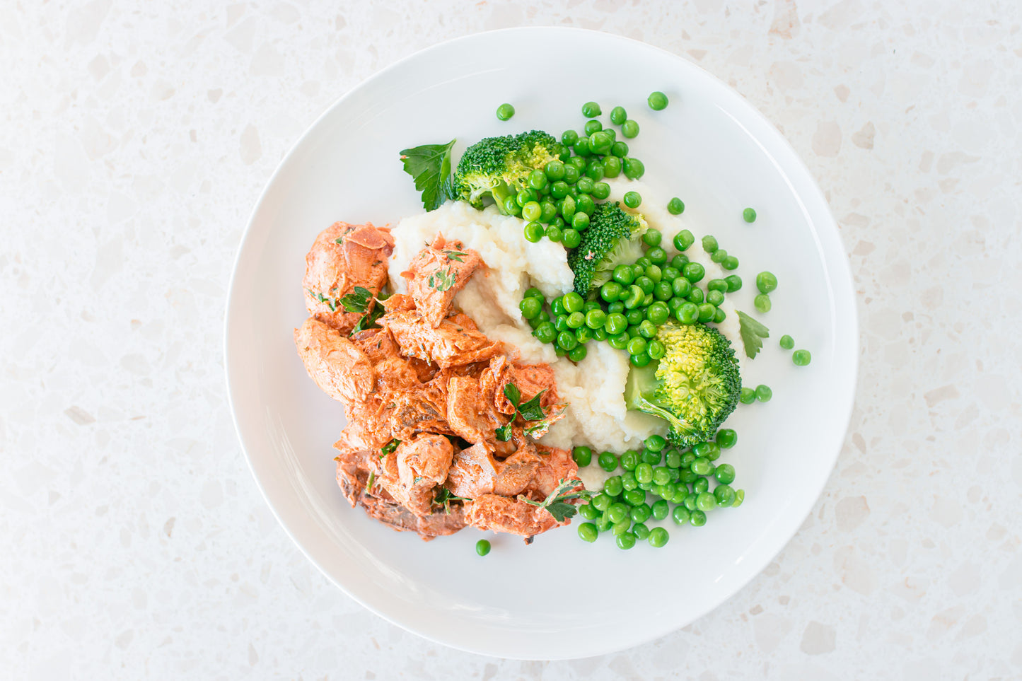 Chicken Stroganoff with  Mash & Steamed Greens | Naturally GF